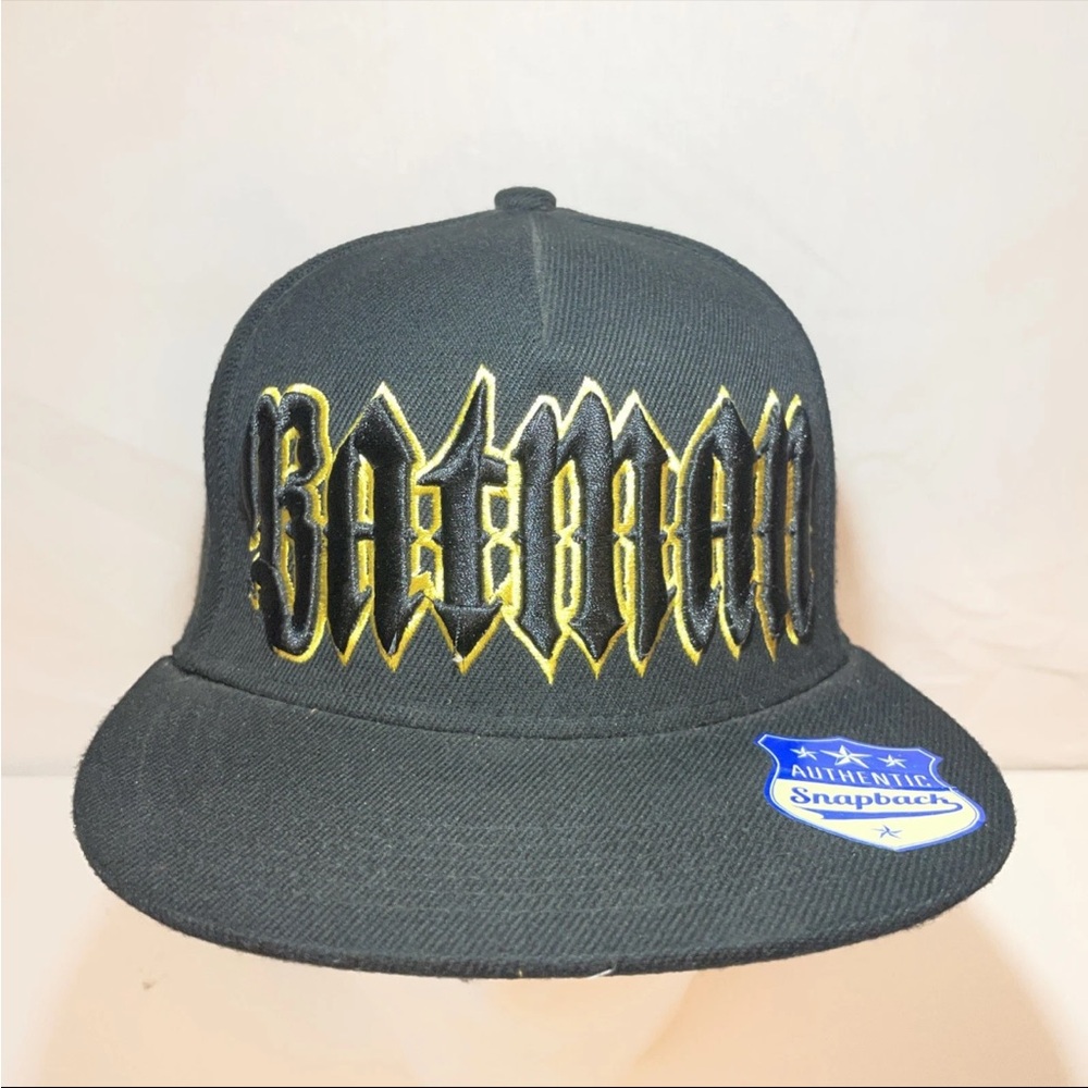Batman Hat Cap Snapback DC Comics Embroiderd Spell out Black Adjustable